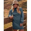 ANRABESS Womens Long Sleeve Turtle Neck Fall Bodycon Mini Sweater Dresses(Navy)