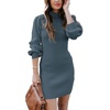 ANRABESS Womens Long Sleeve Turtle Neck Fall Bodycon Mini Sweater Dresses(Navy)