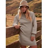 ANRABESS Womens Long Sleeve Turtle Neck Fall Bodycon Mini Sweater Dresses(Red Apricot)