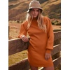 ANRABESS Womens Long Sleeve Turtle Neck Fall Bodycon Mini Sweater Dresses(Rust Orange)