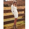 ANRABESS Womens Long Sleeve Turtle Neck Fall Bodycon Mini Sweater Dresses(White)