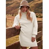 ANRABESS Womens Long Sleeve Turtle Neck Fall Bodycon Mini Sweater Dresses(White)