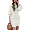 ANRABESS Womens Long Sleeve Turtle Neck Fall Bodycon Mini Sweater Dresses(White)