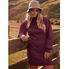 ANRABESS Womens Long Sleeve Turtle Neck Fall Bodycon Mini Sweater Dresses(Wine Red)
