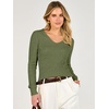 ANRABESS Women’s Long Sleeve V Neck Ribbed Sweaters Shirts(Army Green)