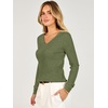 ANRABESS Women’s Long Sleeve V Neck Ribbed Sweaters Shirts(Army Green)