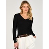 ANRABESS Women’s Long Sleeve V Neck Ribbed Sweaters Shirts(Black)