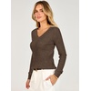 ANRABESS Women’s Long Sleeve V Neck Ribbed Sweaters Shirts(Brown)