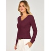 ANRABESS Women’s Long Sleeve V Neck Ribbed Sweaters Shirts(Drak Red)