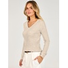 ANRABESS Women’s Long Sleeve V Neck Ribbed Sweaters Shirts(Light Almond)