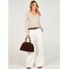 ANRABESS Women’s Long Sleeve V Neck Ribbed Sweaters Shirts(Light Almond)
