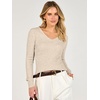 ANRABESS Women’s Long Sleeve V Neck Ribbed Sweaters Shirts(Light Almond)