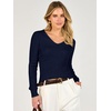 ANRABESS Women’s Long Sleeve V Neck Ribbed Sweaters Shirts(Navy Blue)