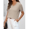 ANRABESS Womens Short Sleeve Sweater Top Wool Blend Business Casual Outfits(Almond)
