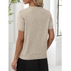 ANRABESS Womens Short Sleeve Sweater Top Wool Blend Business Casual Outfits(Almond)