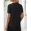 ANRABESS Womens Short Sleeve Sweater Top Wool Blend Business Casual Outfits(Black)