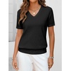ANRABESS Womens Short Sleeve Sweater Top Wool Blend Business Casual Outfits(Black)