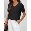 ANRABESS Womens Short Sleeve Sweater Top Wool Blend Business Casual Outfits(Black)