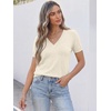 ANRABESS Womens Short Sleeve Sweater Top Wool Blend Business Casual Outfits(Cream White)