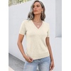 ANRABESS Womens Short Sleeve Sweater Top Wool Blend Business Casual Outfits(Cream White)