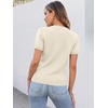 ANRABESS Womens Short Sleeve Sweater Top Wool Blend Business Casual Outfits(Cream White)
