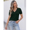 ANRABESS Womens Short Sleeve Sweater Top Wool Blend Business Casual Outfits(Drak Green)