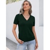 ANRABESS Womens Short Sleeve Sweater Top Wool Blend Business Casual Outfits(Drak Green)