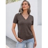 ANRABESS Womens Short Sleeve Sweater Top Wool Blend Business Casual Outfits(Drak Taupe)