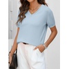 ANRABESS Womens Short Sleeve Sweater Top Wool Blend Business Casual Outfits(Light Blue)