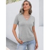 ANRABESS Womens Short Sleeve Sweater Top Wool Blend Business Casual Outfits(Light Grey)
