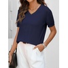 ANRABESS Womens Short Sleeve Sweater Top Wool Blend Business Casual Outfits(Navy Blue)