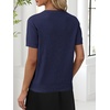 ANRABESS Womens Short Sleeve Sweater Top Wool Blend Business Casual Outfits(Navy Blue)