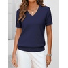 ANRABESS Womens Short Sleeve Sweater Top Wool Blend Business Casual Outfits(Navy Blue)