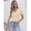 ANRABESS Womens Short Sleeve Sweater Top Wool Blend Business Casual Outfits(Parchment)