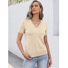 ANRABESS Womens Short Sleeve Sweater Top Wool Blend Business Casual Outfits(Parchment)