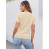ANRABESS Womens Short Sleeve Sweater Top Wool Blend Business Casual Outfits(Parchment)