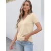 ANRABESS Womens Short Sleeve Sweater Top Wool Blend Business Casual Outfits(Parchment)