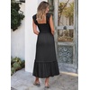 ANRABESS Womens Summer Sleeveless Maxi Dress Square Neck Smocked Boho Casual Ruffle Strap Flowy A-Line Long Beach Sundress(Black)