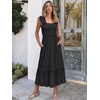 ANRABESS Womens Summer Sleeveless Maxi Dress Square Neck Smocked Boho Casual Ruffle Strap Flowy A-Line Long Beach Sundress(Black)