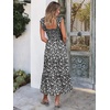 ANRABESS Womens Summer Sleeveless Maxi Dress Square Neck Smocked Boho Casual Ruffle Strap Flowy A-Line Long Beach Sundress(Black Floral)