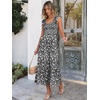 ANRABESS Womens Summer Sleeveless Maxi Dress Square Neck Smocked Boho Casual Ruffle Strap Flowy A-Line Long Beach Sundress(Black Floral)