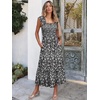 ANRABESS Womens Summer Sleeveless Maxi Dress Square Neck Smocked Boho Casual Ruffle Strap Flowy A-Line Long Beach Sundress(Black Floral)