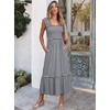 ANRABESS Womens Summer Sleeveless Maxi Dress Square Neck Smocked Boho Casual Ruffle Strap Flowy A-Line Long Beach Sundress(Black Plaid)