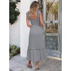 ANRABESS Womens Summer Sleeveless Maxi Dress Square Neck Smocked Boho Casual Ruffle Strap Flowy A-Line Long Beach Sundress(Black Plaid)
