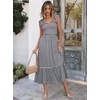 ANRABESS Womens Summer Sleeveless Maxi Dress Square Neck Smocked Boho Casual Ruffle Strap Flowy A-Line Long Beach Sundress(Black Plaid)