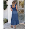 ANRABESS Womens Summer Sleeveless Maxi Dress Square Neck Smocked Boho Casual Ruffle Strap Flowy A-Line Long Beach Sundress(Blue)