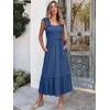 ANRABESS Womens Summer Sleeveless Maxi Dress Square Neck Smocked Boho Casual Ruffle Strap Flowy A-Line Long Beach Sundress(Blue)