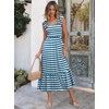 ANRABESS Womens Summer Sleeveless Maxi Dress Square Neck Smocked Boho Casual Ruffle Strap Flowy A-Line Long Beach Sundress(Blue White Stripes)