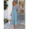 ANRABESS Womens Summer Sleeveless Maxi Dress Square Neck Smocked Boho Casual Ruffle Strap Flowy A-Line Long Beach Sundress(Blue White Stripes)