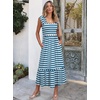 ANRABESS Womens Summer Sleeveless Maxi Dress Square Neck Smocked Boho Casual Ruffle Strap Flowy A-Line Long Beach Sundress(Blue White Stripes)